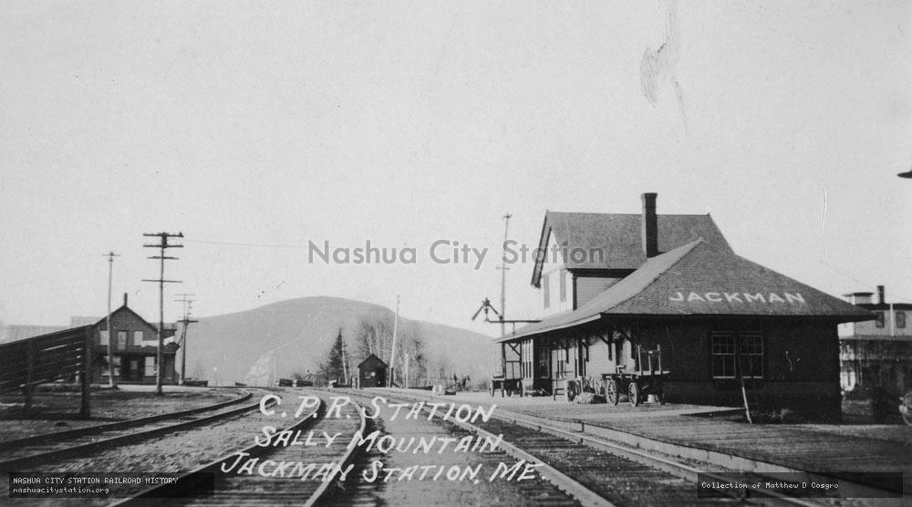 Postcard: Central Pacific Railroad Station, Sally Mountain, Jackman Station, Maine